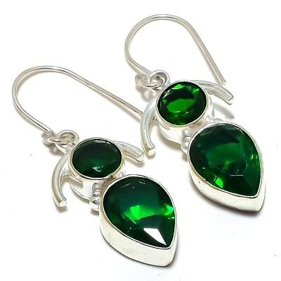 #ad Chrome Diopside 925 Silver Plated Earring Handmade 1.8quot; S2041 $12.60