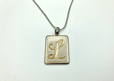 #ad Beautiful L Monogram Necklace Gold Tone 16” Ball Chain $12.99