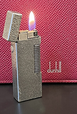 #ad Dunhill Rollagas Lighter Silver Classic Fine Bark Print Great Working Cond $287.00