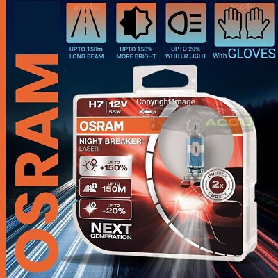 #ad Osram Night Breaker LASER 150% Brighter 12v H7 Car Upgrade Headlight Bulbs SetG GBP 24.49