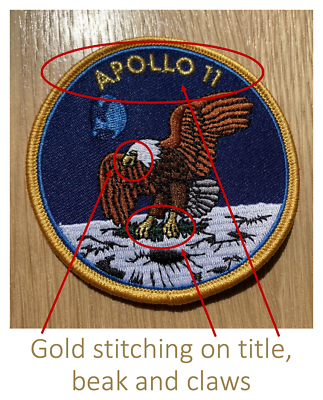 #ad APOLLO 11 Original NASA Space Patch Gold Embroidered Mission Classic $5.99