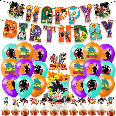 #ad Hot 🔥 Anime Dragon Ball Z Theme Birthday Party Decorate Supplies Set US Stock $18.99