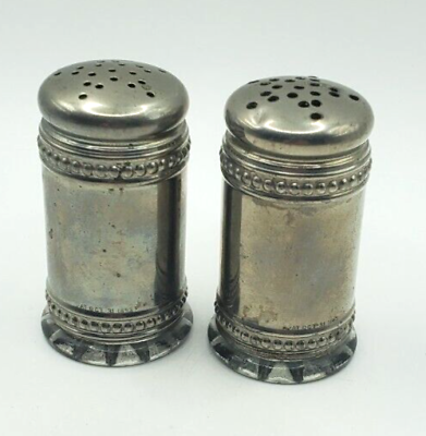 #ad Antique Silver Salt amp; Pepper Shakers with Glass inserts Pat Oct 31 1893 $49.99