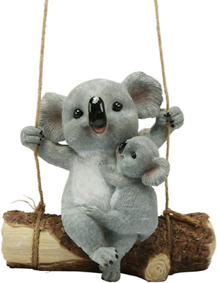 #ad Amusing Parent Child Koala Climbing Rope Statue Figurine Indoor Outdoor Ornament $37.90