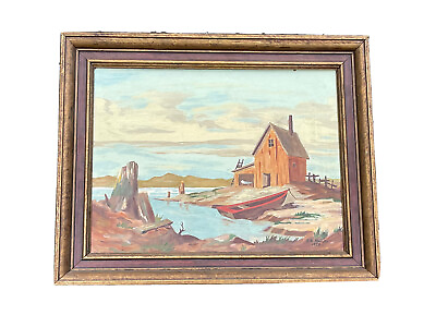 Vintage Original Nautical Maritime Oil Painting on Board Seascape signed dated $144.50