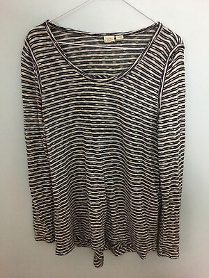 #ad LUCY amp; LAUREL Black White Striped Cotton Blend Tunic Sweater Medium $7.00