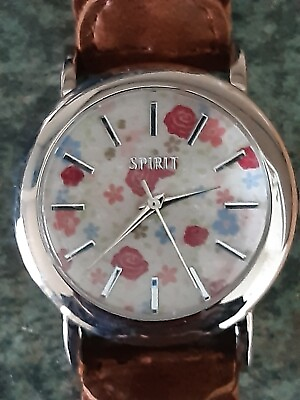 #ad SPIRIT. Ladies Flower Watch with Platted Brown Leather Strap. Boxed. GBP 19.99