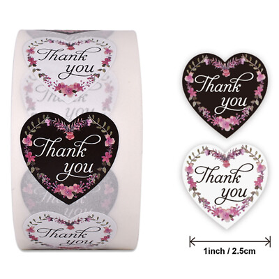 #ad 40 THANK YOU HEART STICKERS ENVELOPE SEALS LABELS STICKERS CRAFTS 1quot; ROUND $1.89