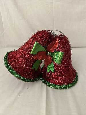 #ad Large Red Plastic Hanging Christmas Bell Decor $19.99
