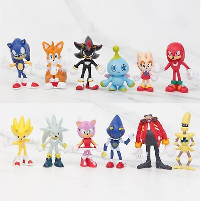 #ad 12Pks Mini Sonic Hedgehog Action Figures Sonic Toy 1.57 2.17#x27;#x27; Tall Cake Toppe $14.39