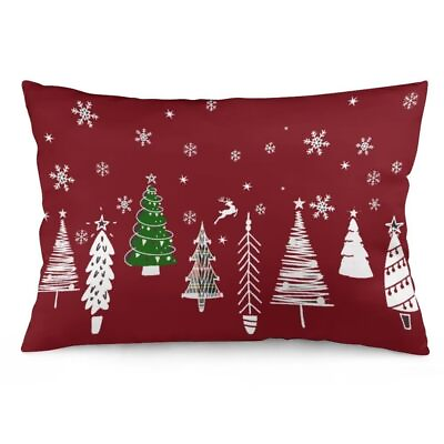 #ad Christmas Throw Pillow Cover Queen Size Merry Christams Tree Xmas Holiday Dec... $17.20