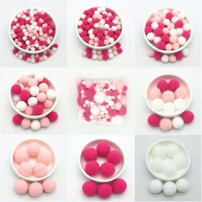 #ad Light Pink White Rose Pompom Fur Balls DIY Soft Pompoms Craft Wedding Decoration $8.67