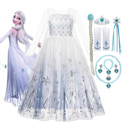 #ad Costumes Princess Dress Girls Snow Queen Children Gowns Kid Cosplay Party Dress $48.67