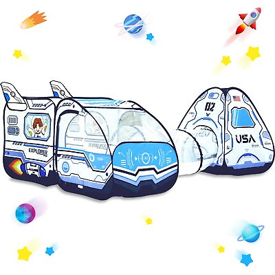 #ad Spaceship Pop Up Play Tent with Tunnel and Playhouse Indoor Outdoor Rocket Sh... $69.90