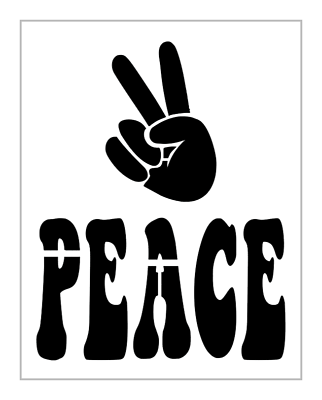 #ad Peace Stencil Hand Groovy Font 70s Symbol Saying 8quot; x 10quot; Reusable Sheet S1128 $11.99