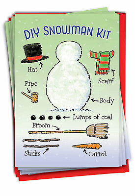 #ad Christmas DIY Snowman Kit: Hilarious Mixed Set of 12 Cards w Envelopes $21.95