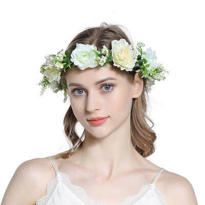 #ad Flower Head Garland Beach Floral Crown Hair Band Headband Wedding Hair Wreath US $8.74