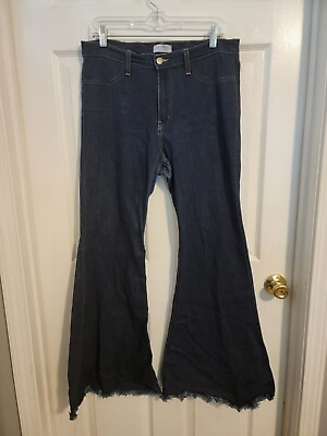#ad Judy Blue Jeans Women Size 15 32 Super Flare High Rise Frayed Hem Stretch Denim $35.20