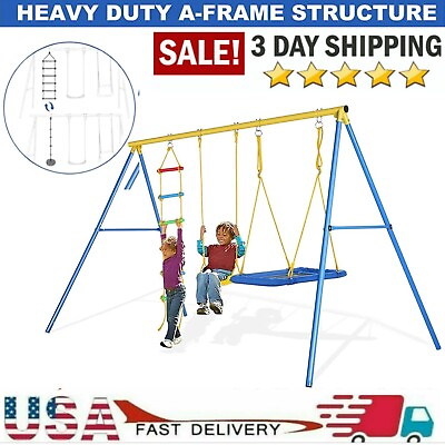 #ad 4 in1 2024 NEW Kids Swing Sets for Backyard Outdoor Swing Stand 440lb Heavy Duty $159.99