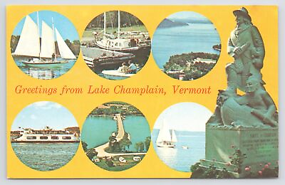 #ad State View 6 Views of Sailboats amp; Water Lake Champlain Vermont Vintage Postcard $3.00