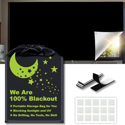 #ad Blackout Blinds Shades 39quot;x 59quot; 100% Blackout Light No Drill DIY Cut to A... $18.22