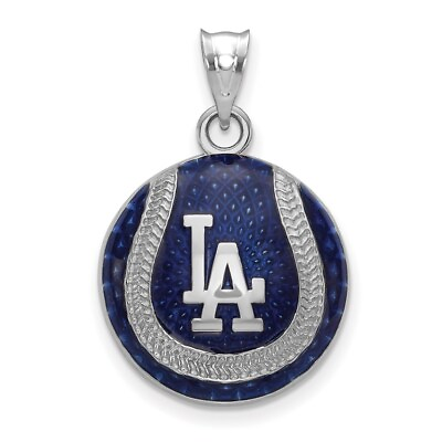 #ad Sterling Silver MLB LogoArt Los Angeles Dodgers L A Baseball Enameled Pendant $139.50