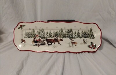 #ad Winter Forest Better Homes amp; Gardens Heritage Christmas Appetizer Tray Santa $22.95
