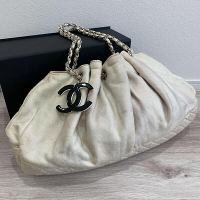 #ad CHANEL Coco Cabas Chain Tote Bag Leather White CC Used 240212T $535.20
