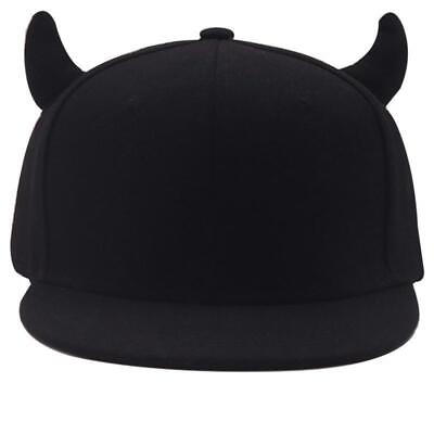 #ad Cotton Horn Baseball Caps Hip Hop Snapback Horns Devil Cap Men Kids Punk Fashion $9.86