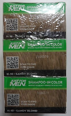 #ad Just For Men Shampoo in Hair Dye for Men H 10 Sandy Blond 3 Pack $24.95