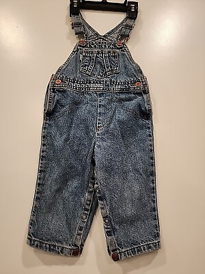 #ad Vintage Levi#x27;s Unisex Toddler Denim Overalls Sz 18 Mo Snap Button Cotton Chore $16.49