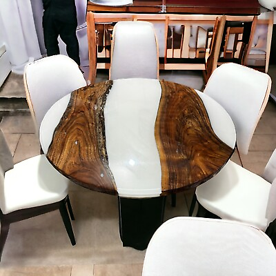 #ad Round Epoxy Dining Table 54quot;x54quot; white Epoxy Round dining Table Round Table $4000.00