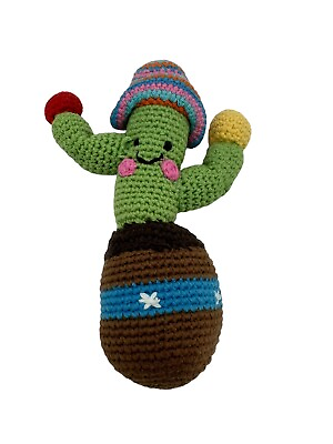#ad Pebble Friendly Cactus Stuffed Animal Rattle Toy Cotton Crochet Plush 7quot; $14.99