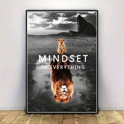 #ad quot;Mindset Is Everythingquot; Lion Inspirational Wall Art Canvas 40x60cm Unframed $25.00