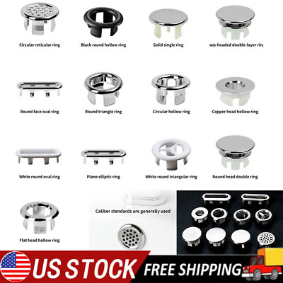 #ad 6PCS Bathroom Basin Sink Spares Overflow Cover Tidy Trim Chrome Replacement New $7.29