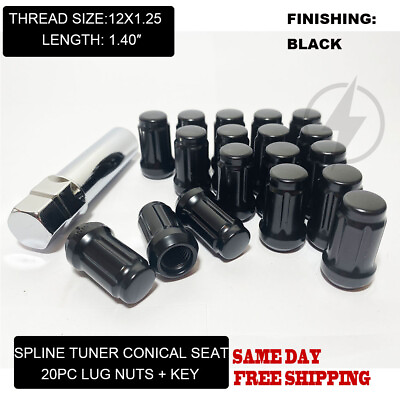 #ad 20Pc Black Spline Lug Nuts 12x1.25 For Subaru BRZ Impreza WRX STI Crosstrek Key $19.28