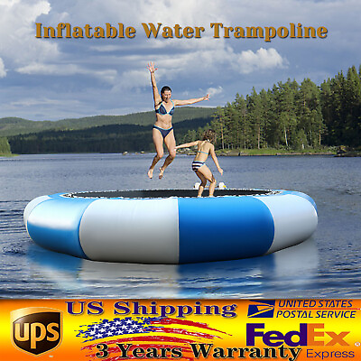 #ad 17ft Inflatable Water Trampoline Bouncer Round Bouncing Jump Water Sport Large $293.55