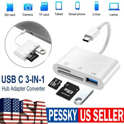 #ad 3in1 USB Stick SD TF Card Reader Type C OTG Adapter For iPhone All Devices $7.99
