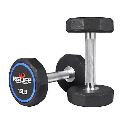 #ad RELIFE Decagon Dumbbell Heavy Hand Weights Strength Training Various Weights $56.39