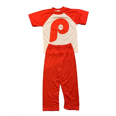 #ad Phillies MLB Vintage 80s Kids Pajamas Set Made In USA Size 6 7 Sleepware New $29.99