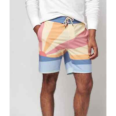 #ad Faherty Men#x27;s Long Length Printed Recycled Swim Shorts Multi Color 28quot; NWOT $41.99
