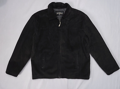 #ad Mens Ben Sherman Suede Jacket Size XL Full Zip Black Retro Vintage Leather GBP 16.99