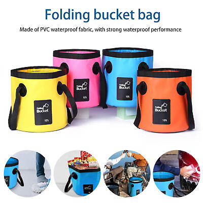#ad 12 20L Outdoor Camping Foldable Bucket with Handle Waterproof Multifunctional a $11.92