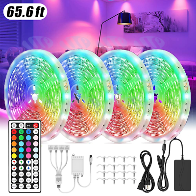 #ad 65.6FT RGB Led Strip Lights Waterproof Flexible with 44 Keys Remote 12V US Power $10.72