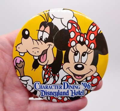 #ad Vtg Minnie And Goofy Character Dining 1996 Disneyland Hotel 3quot; Pinback Button $8.09
