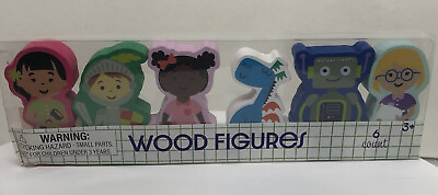 #ad New Wood Toy Figures Wooden Robot Dragon Girl With Cat Knight Kids House Play $9.99