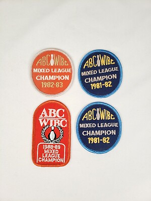 #ad Vintage 1980#x27;s ABC WIBC LEAGUE CHAMPION Bowling Patches LOT OF 4 $19.95