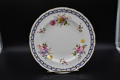 #ad Royal Crown Derby English Spring Blue Greek Key Flowers amp; Gold 8 7 8quot; Plate A736 $30.00