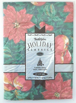 #ad Christmas Tablecloth 52quot; x 70quot; Oblong Fruit Flower Motif New Sealed $19.99