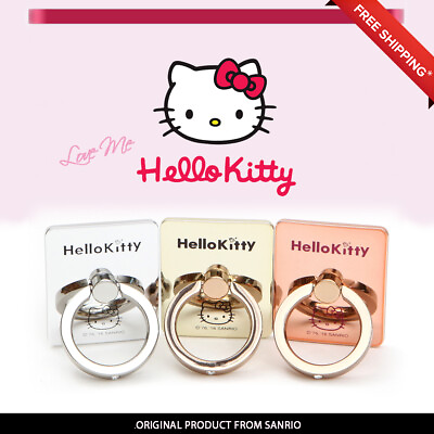 #ad Hello Kitty Finger Phone Ring Holder Kickstand Made with Swarovski Oktant Stone $19.99